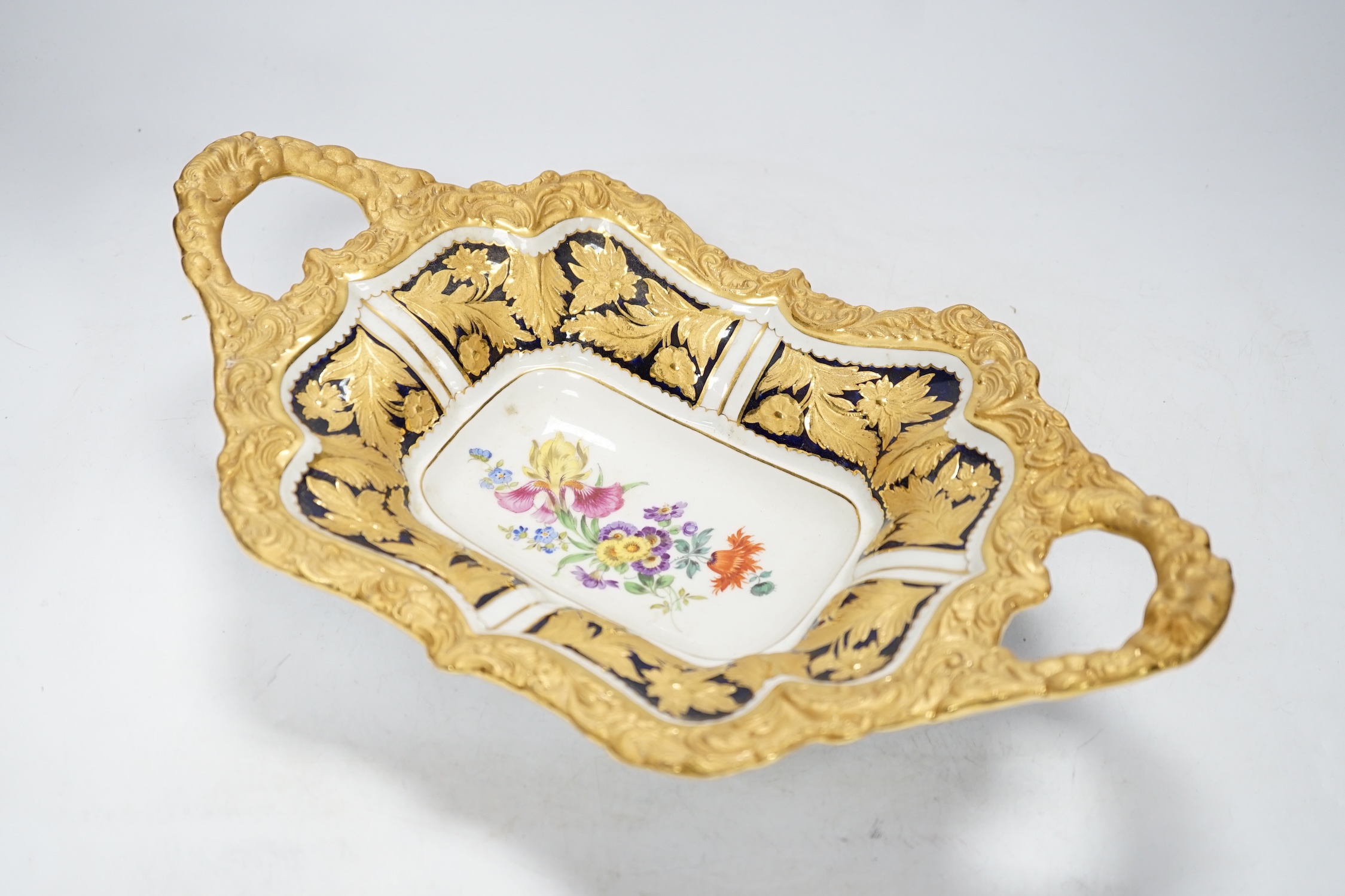 A 20th century Meissen outside decorated two handled dish, 36cm